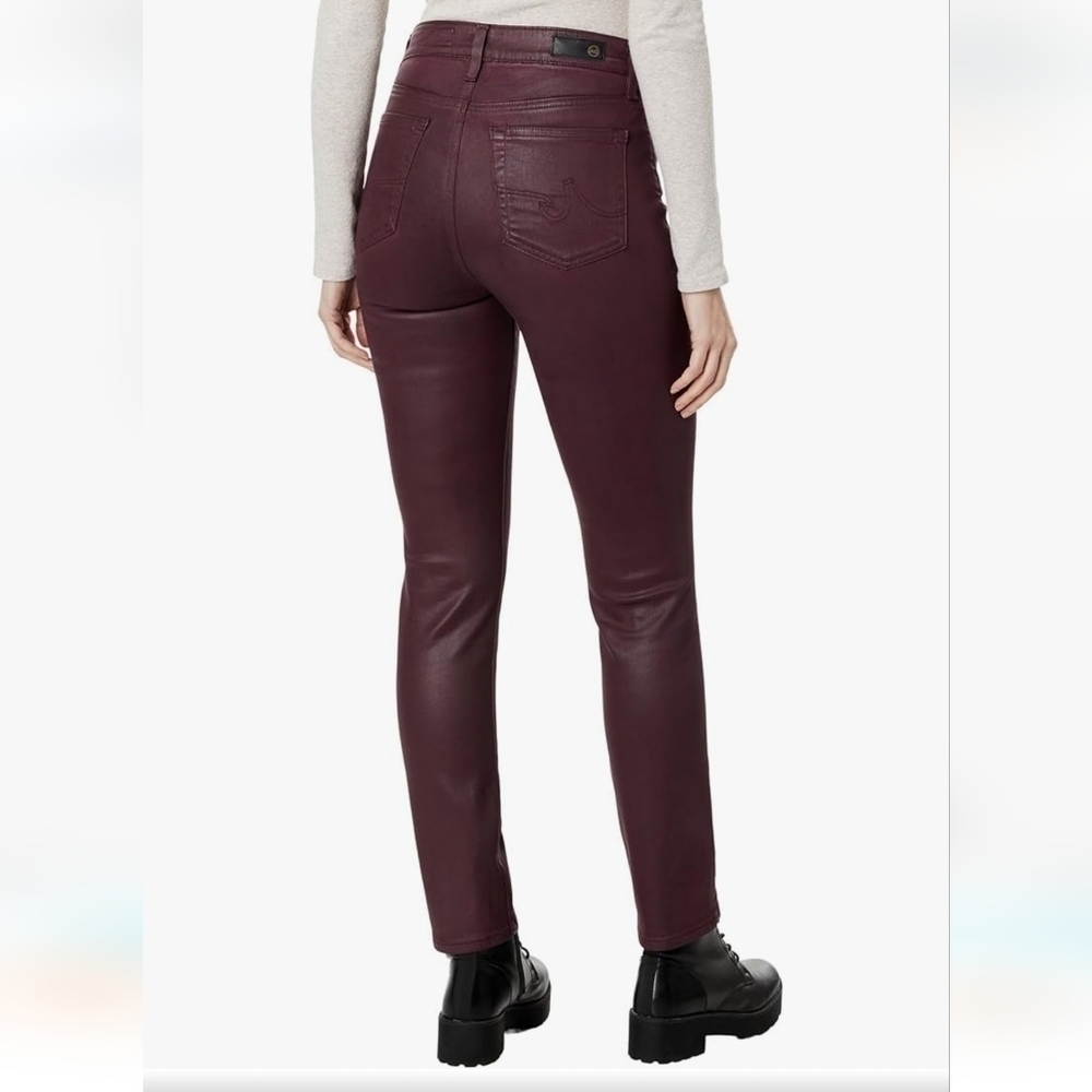 AG Adriano Goldschmied Women's Skinny Jeans in Burgundy - Picture 8 of 8